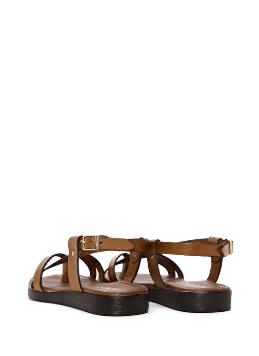 Kadın Taba Parmak Arası Deri Bodrum Sandalet 25SFD330818 - Görsel 6