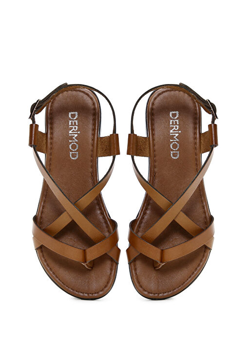 Kadın Taba Parmak Arası Deri Bodrum Sandalet 25SFD330818 - Görsel 7