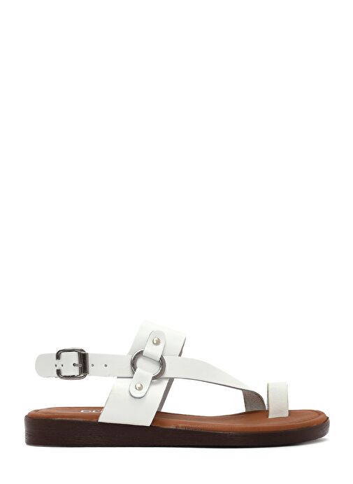 Derimod Derimod Kadın Beyaz Parmak Arası Deri Bodrum Sandalet 25SFD331218 Sandalet & Terlik | Boyner Beyaz - 2. görsel