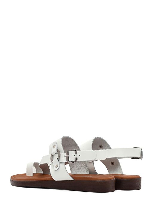 Derimod Derimod Kadın Beyaz Parmak Arası Deri Bodrum Sandalet 25SFD331218 Sandalet & Terlik | Boyner Beyaz - 6. görsel