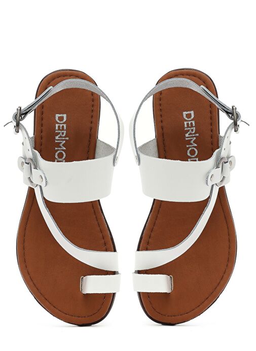 Derimod Derimod Kadın Beyaz Parmak Arası Deri Bodrum Sandalet 25SFD331218 Sandalet & Terlik | Boyner Beyaz - 8. görsel