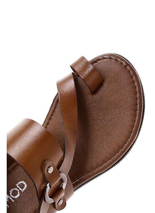 Derimod Derimod Kadın Taba Parmak Arası Deri Bodrum Sandalet 25SFD331218 Sandalet & Terlik | Boyner Taba - 9. görsel