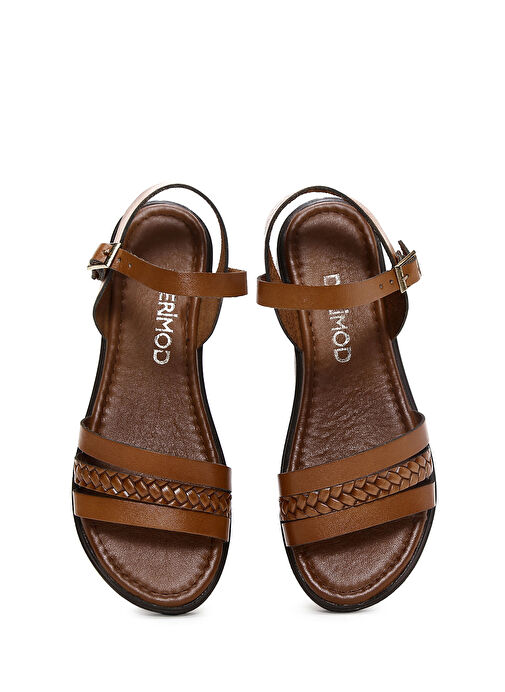 Kadın Taba Bilekten Bantlı Kalın Tabanlı Deri Bodrum Sandalet 25SFD331318 - Görsel 7