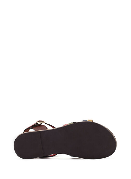 Kadın Çok Renkli Deri Bodrum Sandalet 25SFD331618 - Görsel 5