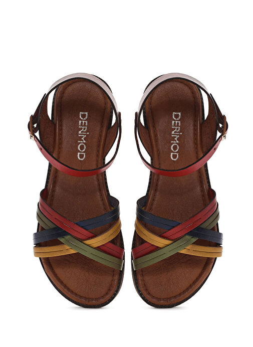 Kadın Çok Renkli Deri Bodrum Sandalet 25SFD331618 - Görsel 8