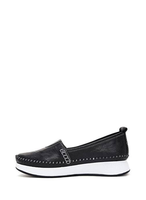 Derimod Derimod Kadın Siyah Kalın Tabanlı Deri Comfort Loafer 25SFD332318 | Boyner Siyah - 3. görsel