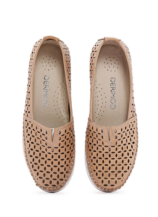 Kadın Bej Kalın Tabanlı Deri Comfort Loafer 25SFD332418 - Görsel 7