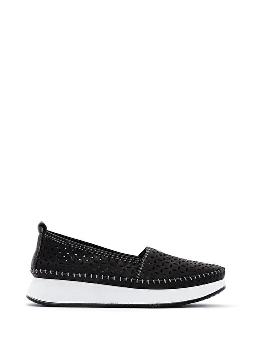 Kadın Siyah Kalın Tabanlı Deri Comfort Loafer 25SFD332418 - Görsel 2
