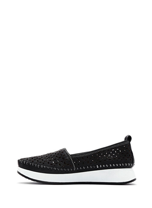 Kadın Siyah Kalın Tabanlı Deri Comfort Loafer 25SFD332418 - Görsel 3
