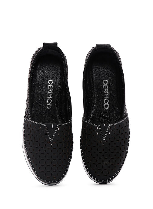 Kadın Siyah Kalın Tabanlı Deri Comfort Loafer 25SFD332418 - Görsel 7