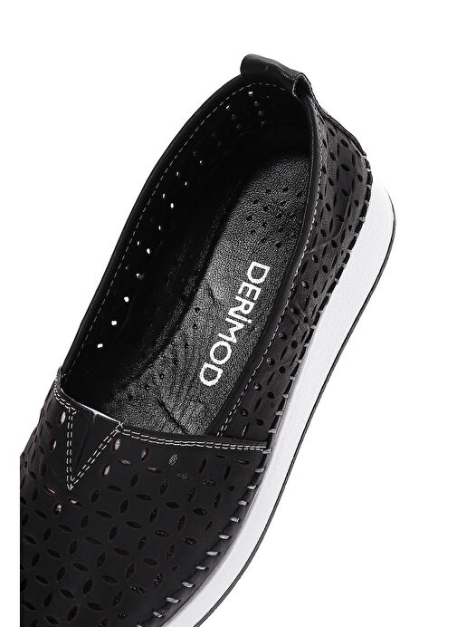 Kadın Siyah Kalın Tabanlı Deri Comfort Loafer 25SFD332418 - Görsel 8
