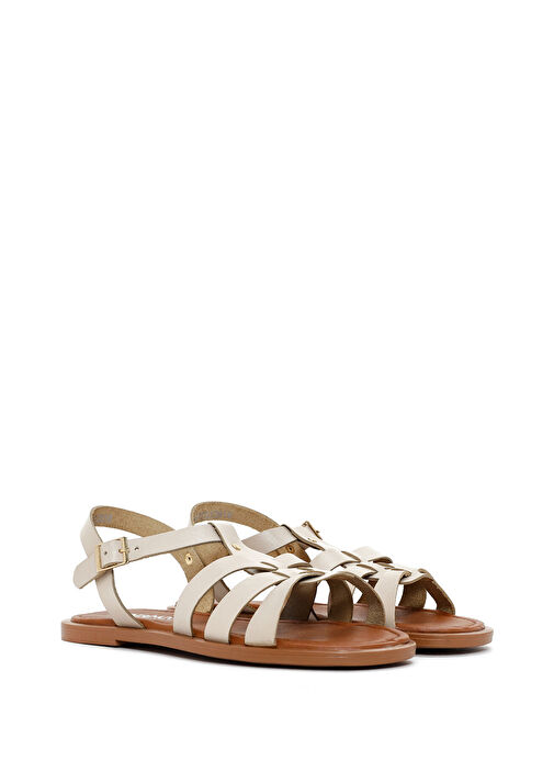 Derimod Derimod Kadın Krem Deri Bodrum Sandalet 25SFD332018 Sandalet & Terlik | Boyner Krem - 4. görsel