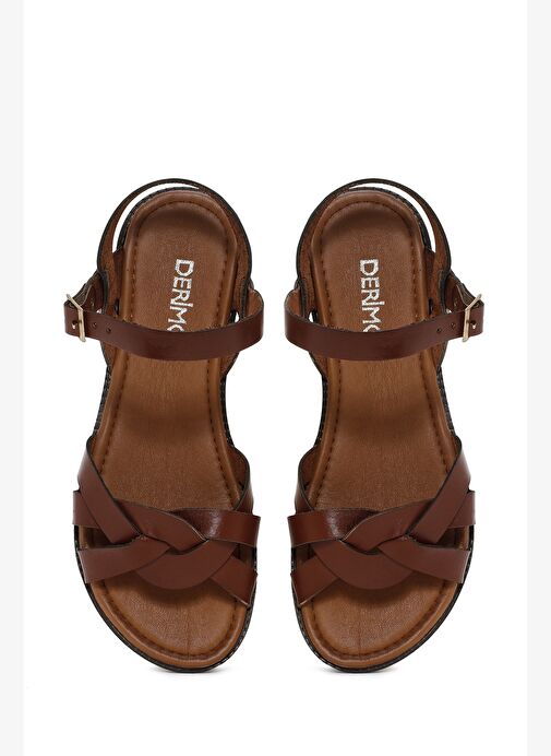 Kadın Kahverengi Deri Bodrum Sandalet 25SFD332118 - Görsel 7