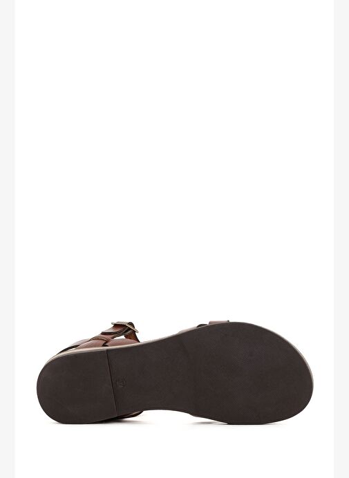 Kadın Kahverengi Deri Bodrum Sandalet 25SFD332118 - Görsel 4