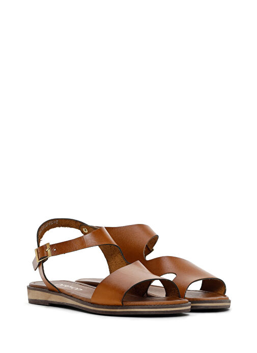 Kadın Taba Deri Bodrum Sandalet 25SFD332218 - Görsel 4