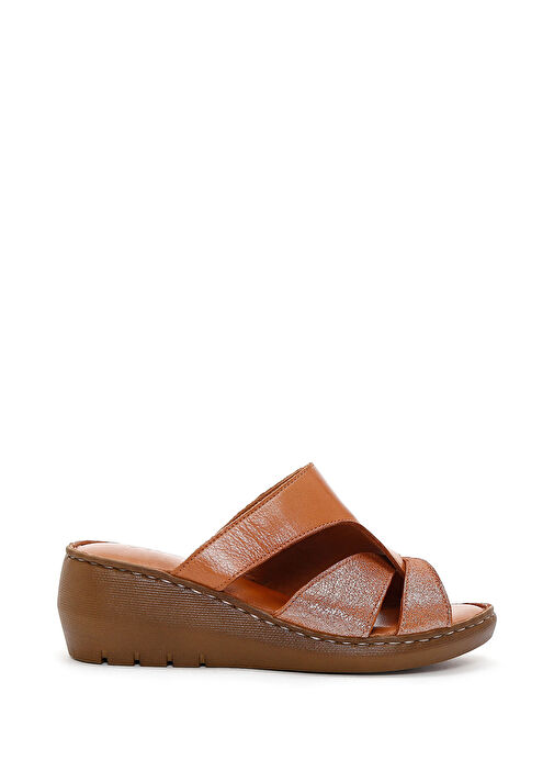 Kadın Taba Dolgu Topuklu Deri Comfort Terlik 25SFD320218 - Görsel 2