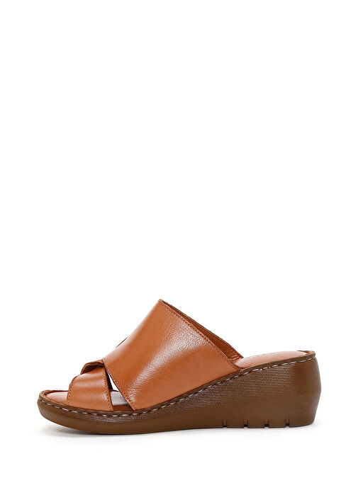 Kadın Taba Dolgu Topuklu Deri Comfort Terlik 25SFD320218 - Görsel 3