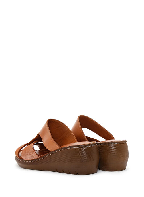 Kadın Taba Dolgu Topuklu Deri Comfort Terlik 25SFD320218 - Görsel 6