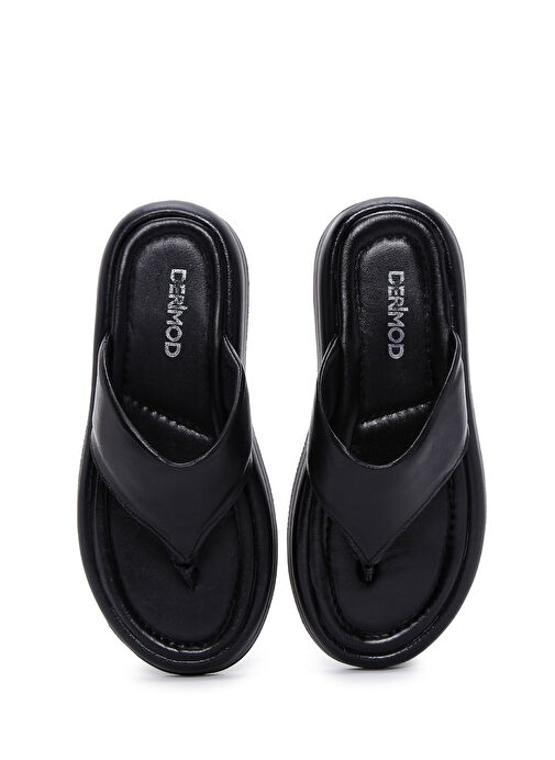 Kadın Siyah Parmak Arası Deri Terlik 25SFD360318 - Görsel 7