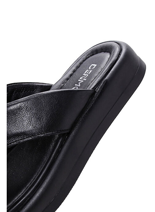 Kadın Siyah Parmak Arası Deri Terlik 25SFD360318 - Görsel 8