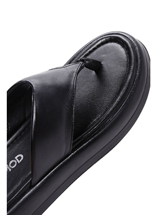 Kadın Siyah Parmak Arası Deri Terlik 25SFD360318 - Görsel 9