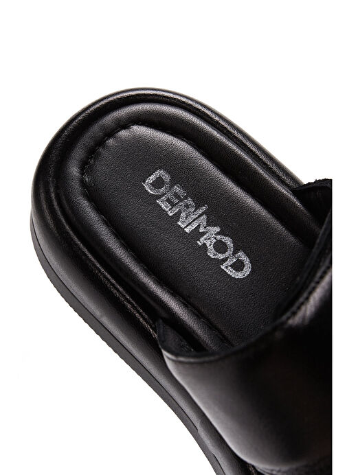 Kadın Siyah Çift Bantlı Deri Terlik 25SFD360418 - Görsel 9