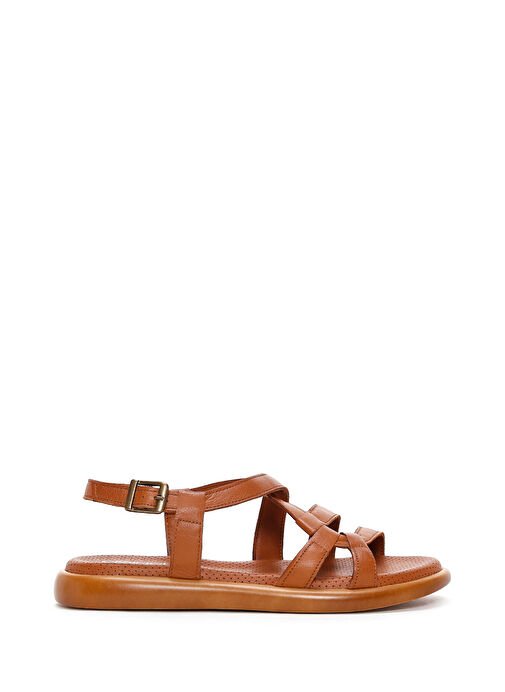 Kadın Taba Bilekten Bantlı Deri Sandalet 25SFD360518 - Görsel 2