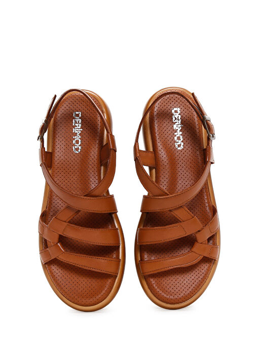 Kadın Taba Bilekten Bantlı Deri Sandalet 25SFD360518 - Görsel 7