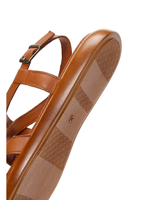 Kadın Taba Bilekten Bantlı Deri Sandalet 25SFD360518 - Görsel 8