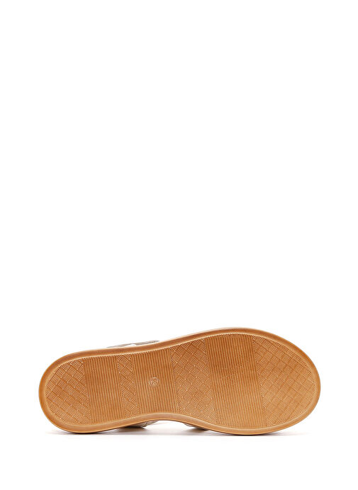 Kadın Bej Bilekten Bantlı Deri Sandalet 25SFD360618 - Görsel 5