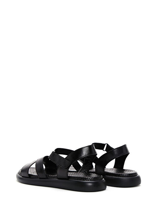 Kadın Siyah Bilekten Bantlı Deri Sandalet 25SFD360618 - Görsel 6
