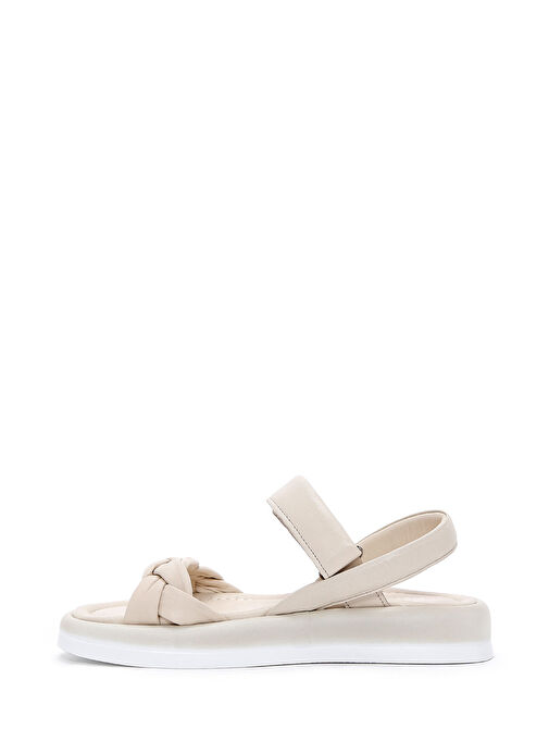 Kadın Bej Bilekten Bantlı Deri Sandalet 25SFD360718 - Görsel 3