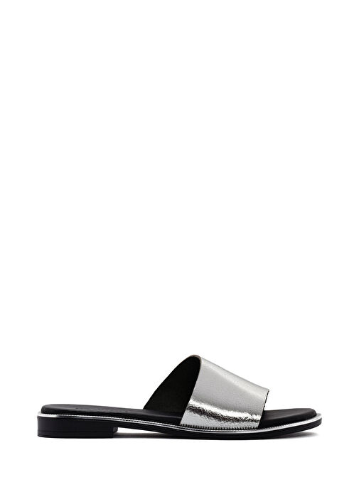 Derimod Derimod Kadın Gümüş Deri Terlik 25SFD360032 Sandalet & Terlik | Boyner Gümüş - 2. görsel