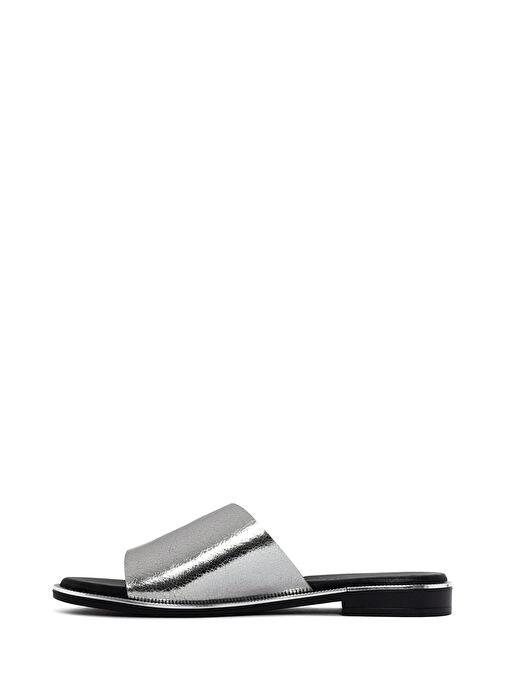 Derimod Derimod Kadın Gümüş Deri Terlik 25SFD360032 Sandalet & Terlik | Boyner Gümüş - 3. görsel