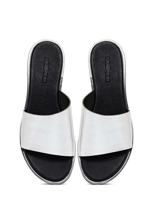 Derimod Derimod Kadın Gümüş Deri Terlik 25SFD360032 Sandalet & Terlik | Boyner Gümüş - 7. görsel