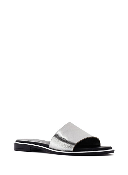 Derimod Derimod Kadın Gümüş Deri Terlik 25SFD360032 Sandalet & Terlik | Boyner Gümüş - 8. görsel