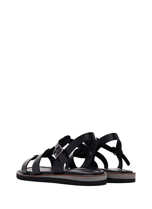 Kadın Siyah Bilekten Bantlı Deri Sandalet 25SFD360918 - Görsel 6