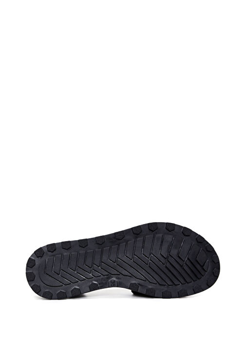 Kadın Siyah Tokalı Deri Sandalet 25SFD350018 - Görsel 5