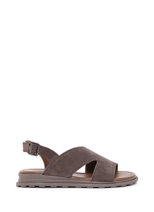 Kadın Vizon Bilekten Bantlı Süet Deri Sandalet 25SFD350010 - Görsel 2