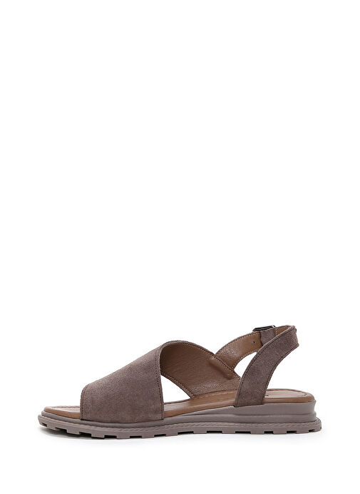 Kadın Vizon Bilekten Bantlı Süet Deri Sandalet 25SFD350010 - Görsel 3