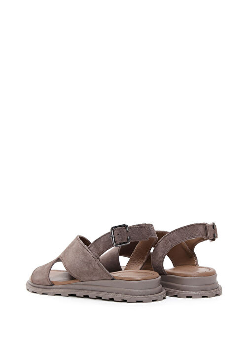 Kadın Vizon Bilekten Bantlı Süet Deri Sandalet 25SFD350010 - Görsel 6