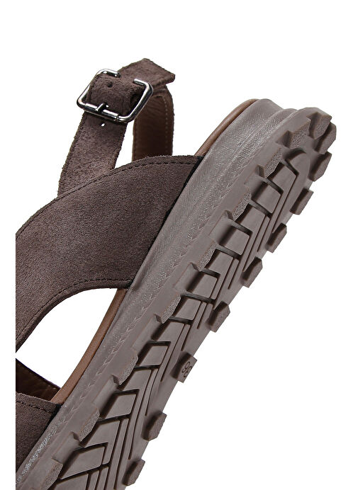 Kadın Vizon Bilekten Bantlı Süet Deri Sandalet 25SFD350010 - Görsel 8