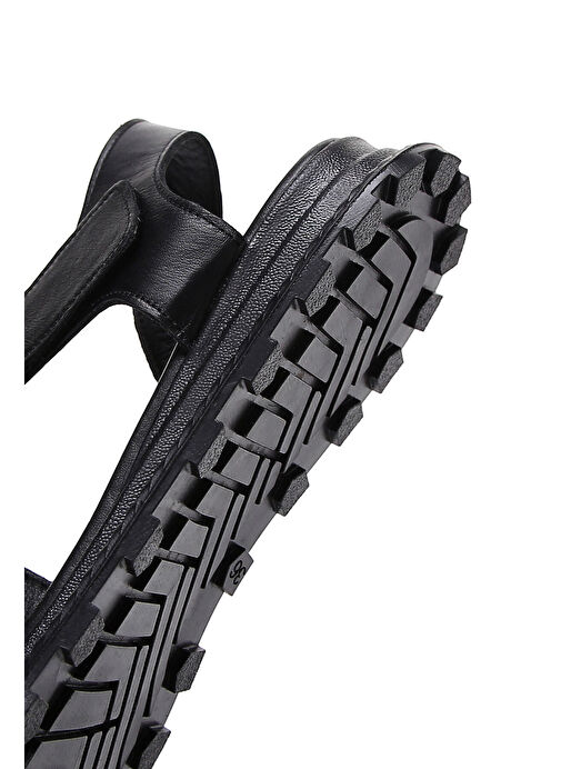 Kadın Siyah Bilekten Bantlı Deri Sandalet 25SFD350118 - Görsel 9