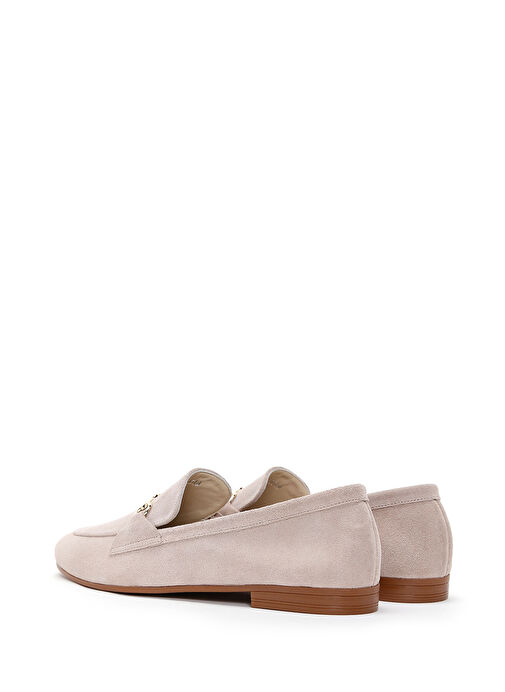Kadın Bej Süet Deri Maskülen Loafer 25SFD350610 - Görsel 6