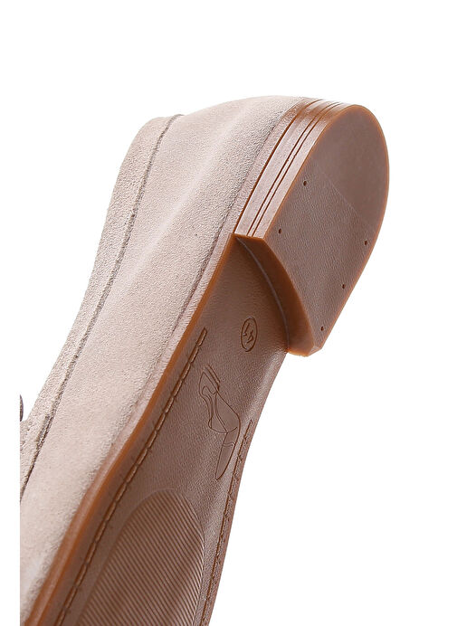 Kadın Bej Süet Deri Maskülen Loafer 25SFD350610 - Görsel 9