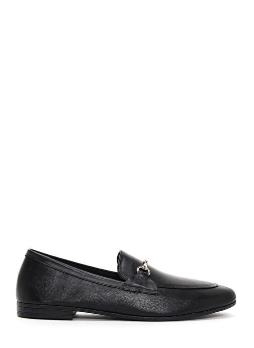 Kadın Siyah Deri Maskülen Loafer 25SFD350618 - Görsel 2