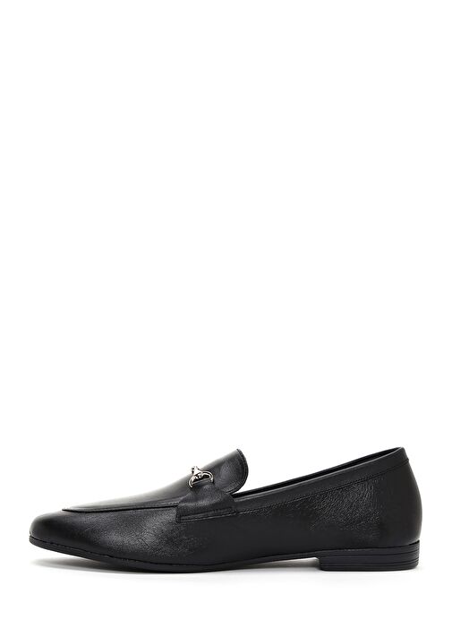 Kadın Siyah Deri Maskülen Loafer 25SFD350618 - Görsel 3