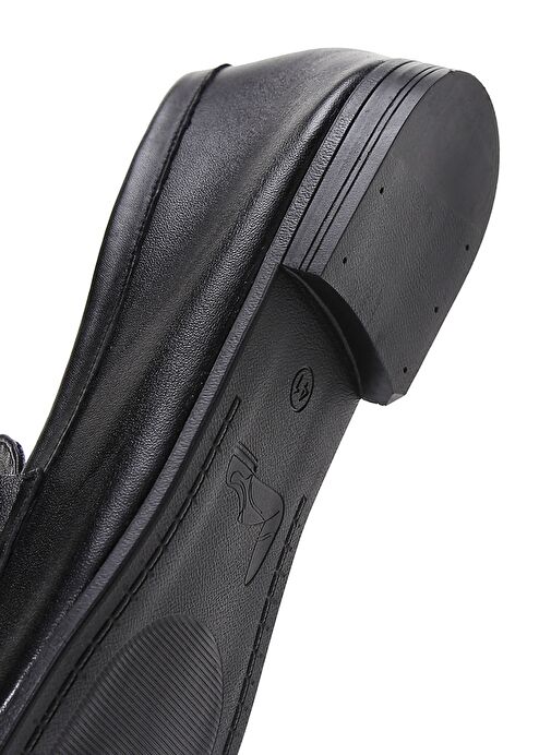 Kadın Siyah Deri Maskülen Loafer 25SFD350618 - Görsel 8