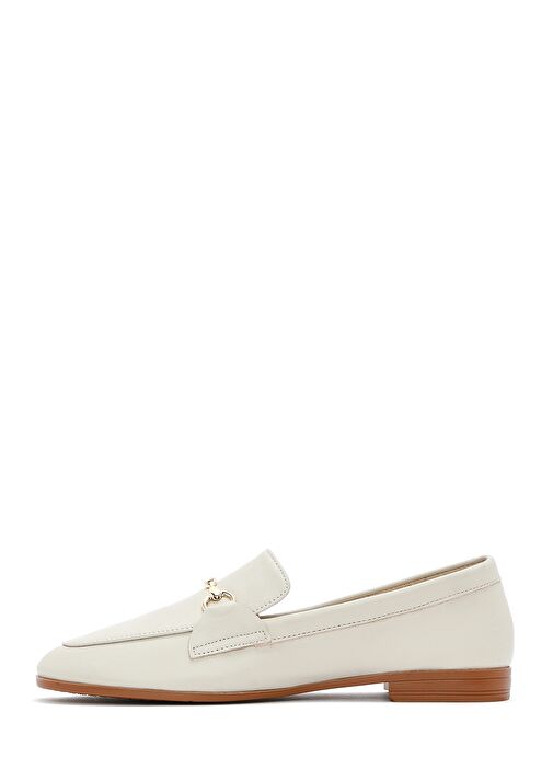Kadın Krem Deri Maskülen Loafer 25SFD350618 - Görsel 3