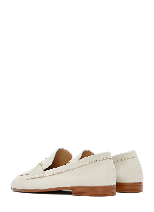 Kadın Krem Deri Maskülen Loafer 25SFD350618 - Görsel 6